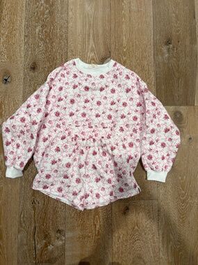 Peach Love Floral & Bow Terry Sweatshirt and Shorts
